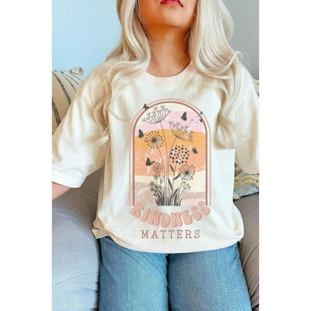 Kindness Matters Oversized Graphic Tee Comfort Colors 1717 Relaxed Slogan Shirt